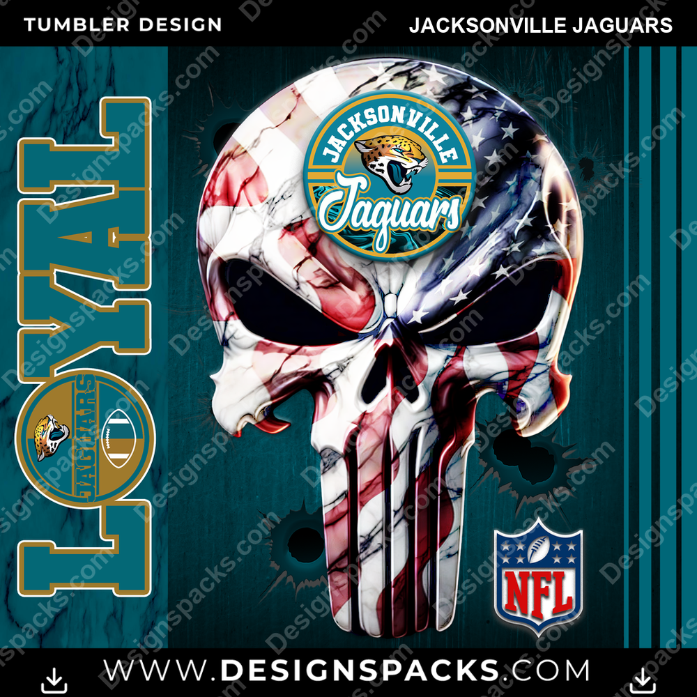 Football Loyal Jacksonville Jaguars NFL Football Tumbler Digital Wrap Design Download