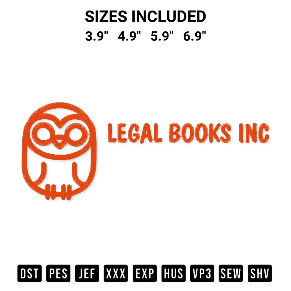 Download the Legal Books Inc Embroidery Design machine embroidery design exclusively at Designspacks.com. Premium digitized pattern for apparel and DIY crafts. Available sizes: 3.9", 4.9", 5.9", 6.9".