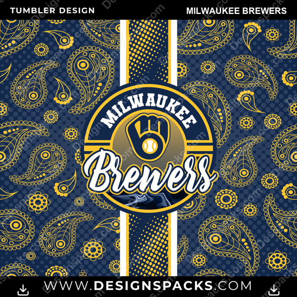 Baseball Handkerchief Milwaukee Brewers Tumbler Digital Wrap Design