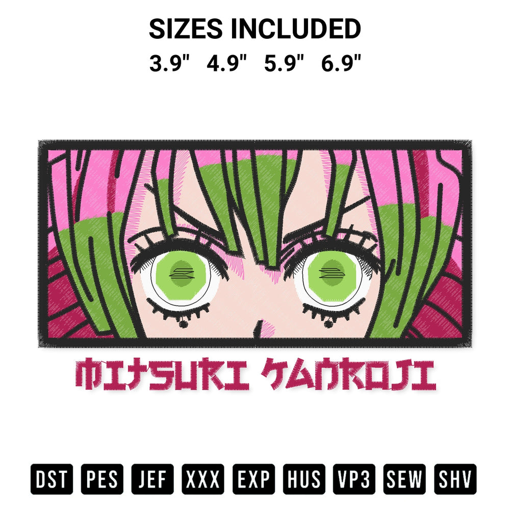 Download the Mitsuri Kanroji Embroidery Design machine embroidery design exclusively at Designspacks.com. Premium digitized pattern for apparel and DIY crafts. Available sizes: 3.9", 4.9", 5.9", 6.9".