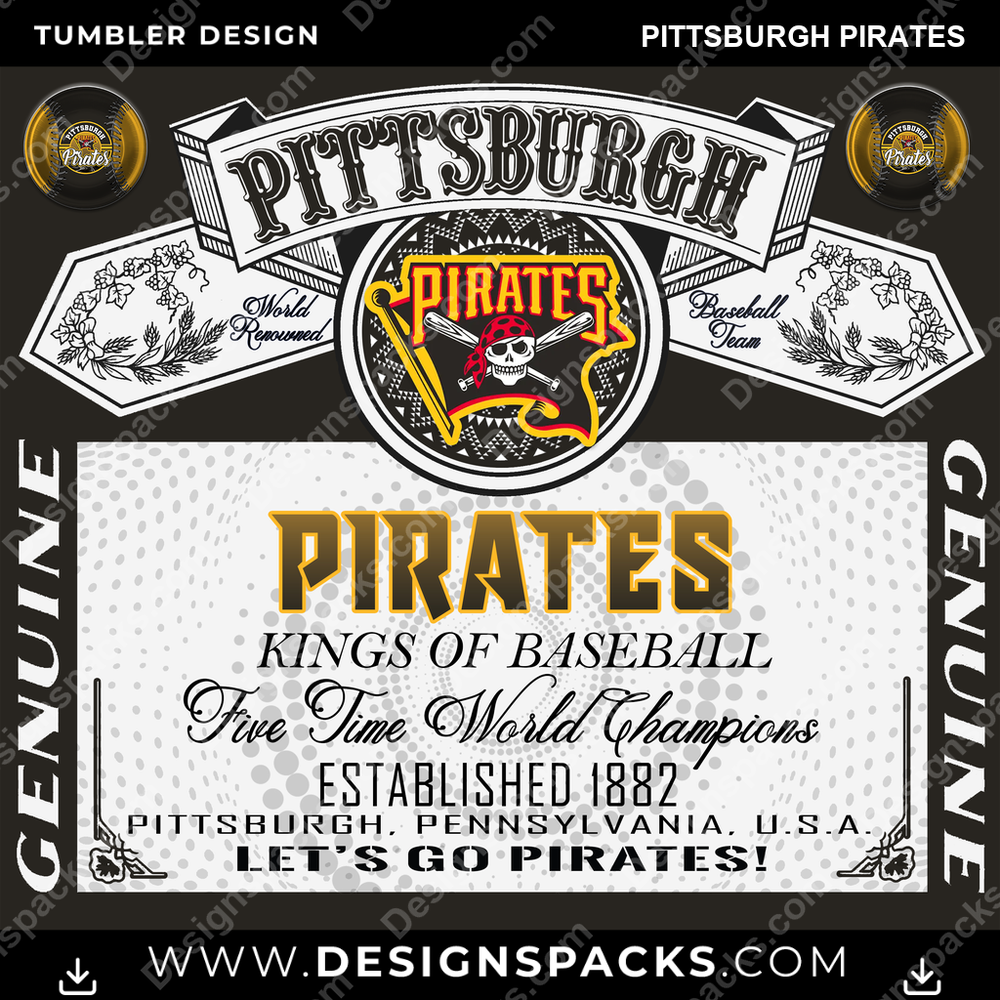 Baseball Bud Pittsburgh Pirates Tumbler Digital Wrap Design