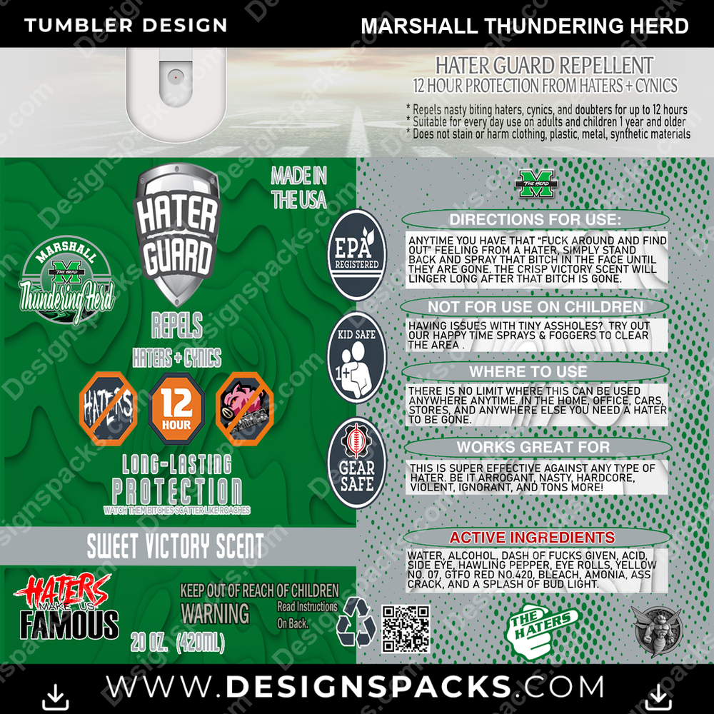 College Sport Hater Guard Marshall Thundering Herd NCAA College Sport Tumbler Digital Wrap Design Download