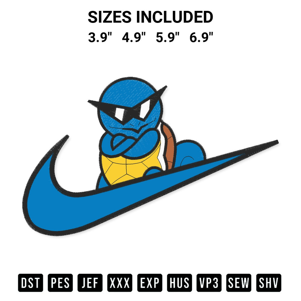 Add a unique touch to your apparel with the Squirtle Pokemon Cool Embroidery Design embroidery file. Premium instant download available now on Designspacks.com. Available sizes: 3.9", 4.9", 5.9", 6.9".