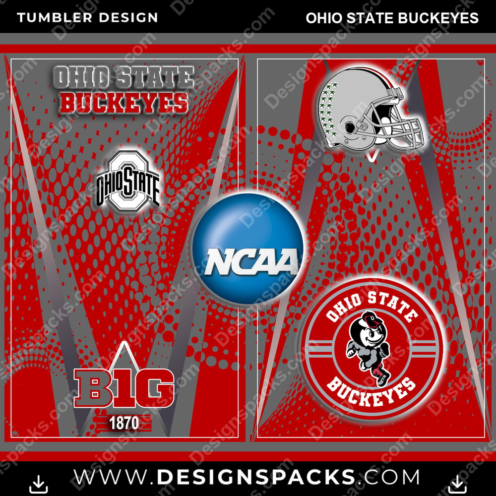 College Sport Team Logo Ohio State Buckeyes Tumbler Digital Wrap Design