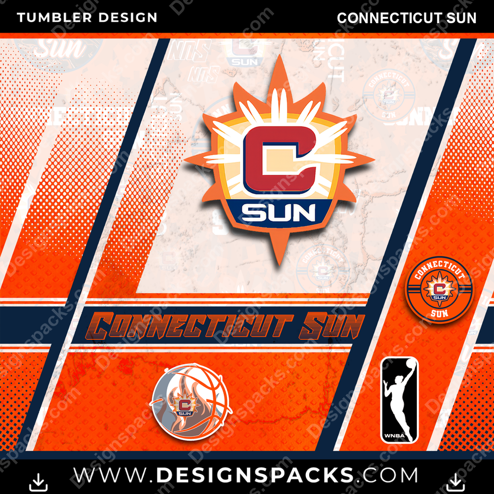 Basketball Sports Connecticut Sun Tumbler Digital Wrap Design