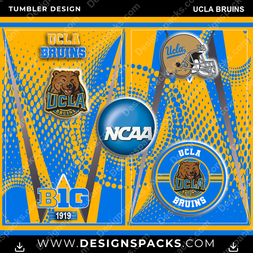 College Sport Team Logo UCLA Bruins Tumbler Digital Wrap Design