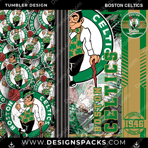 Basketball Sports Boston Celtics Tumbler Digital Wrap Design