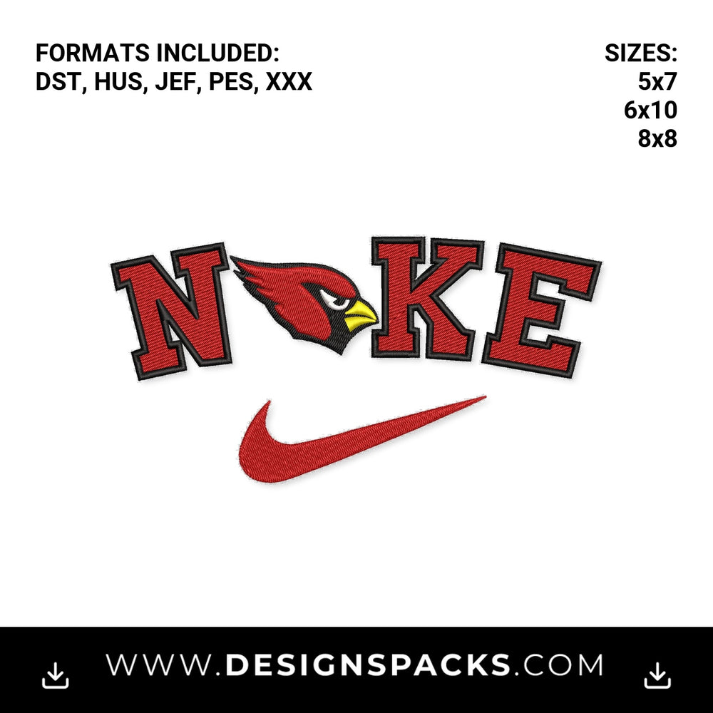Arizona Cardinals Nike Swoosh Logo Embroidery Design - Instant digital download pattern at Designspacks.com
