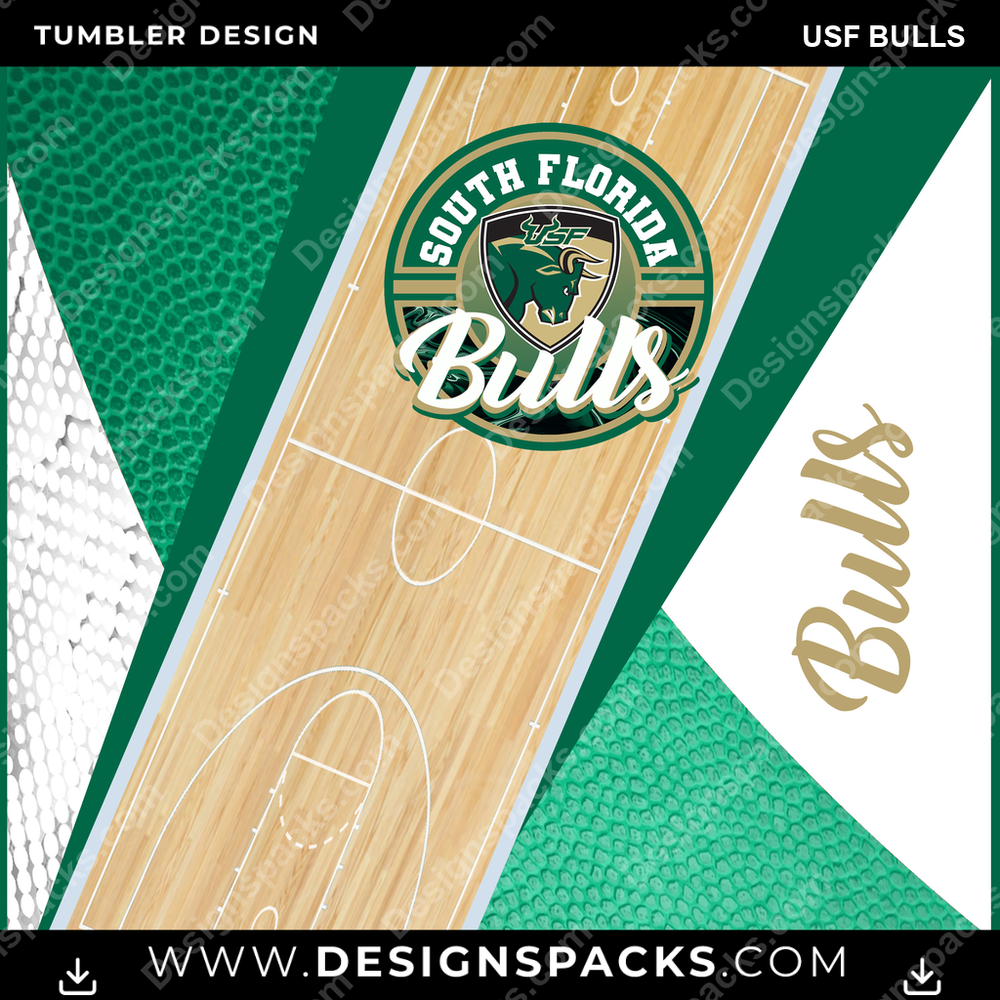 College Sport BB Court USF Bulls NCAA College Sport Tumbler Digital Wrap Design Download
