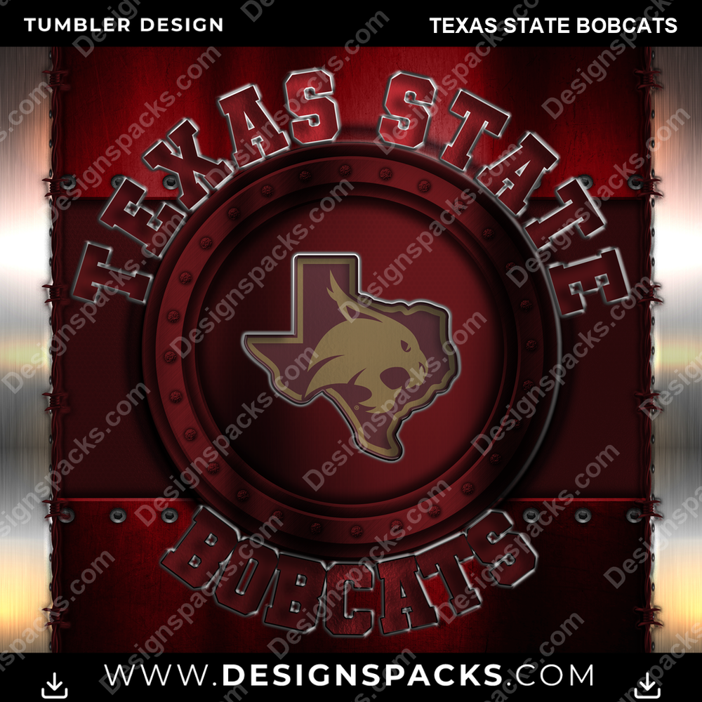College Sport Metal Texas State Bobcats NCAA College Sport Tumbler Digital Wrap Design Download