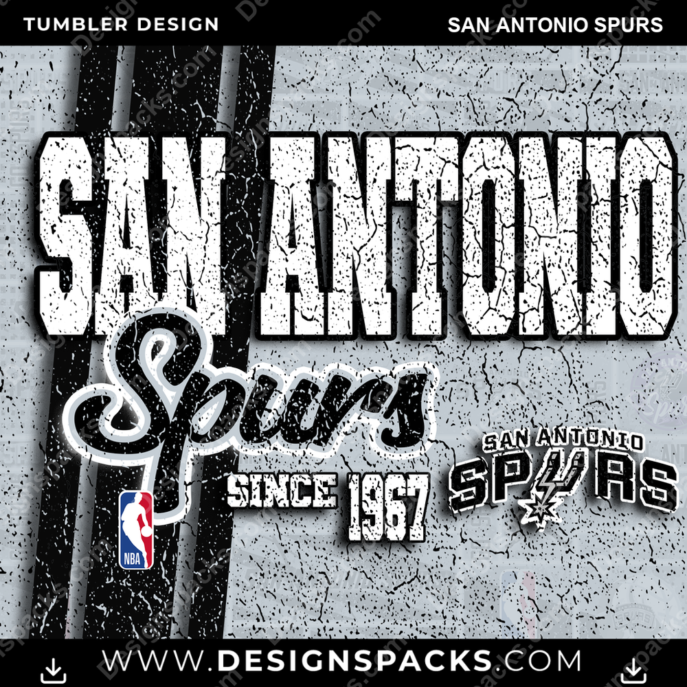 Basketball Grunge San Antonio Spurs Tumbler Digital Wrap Design