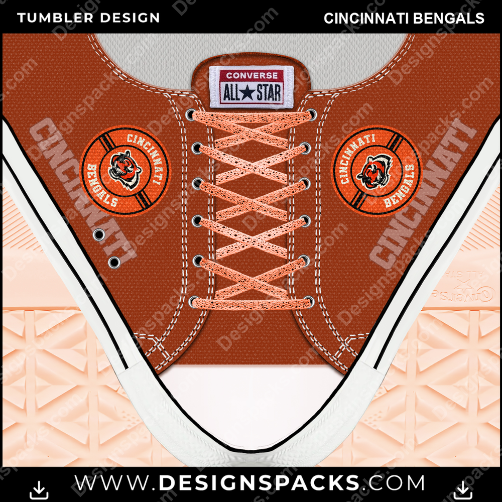 Football Converse Cincinnati Bengals Tumbler Digital Wrap Design