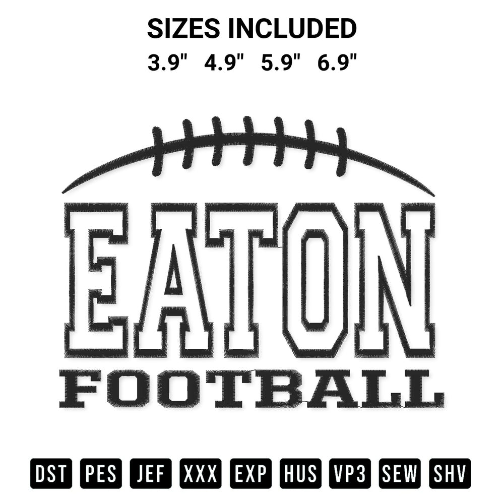 Transform your fabrics with the Eaton Football Dc Embroidery Design embroidery design. Instant access to premium digitized patterns at Designspacks.com. Available sizes: 3.9", 4.9", 5.9", 6.9".