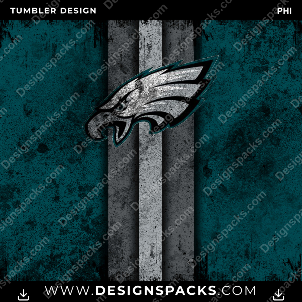 Football Grunge Style PHI Tumbler Digital Wrap Design