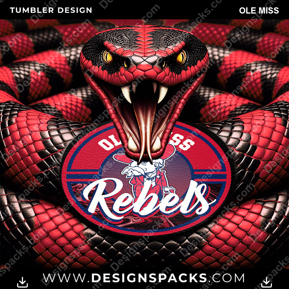 College Sport Rattle Snake Ole Miss NCAA College Sport Tumbler Digital Wrap Design Download