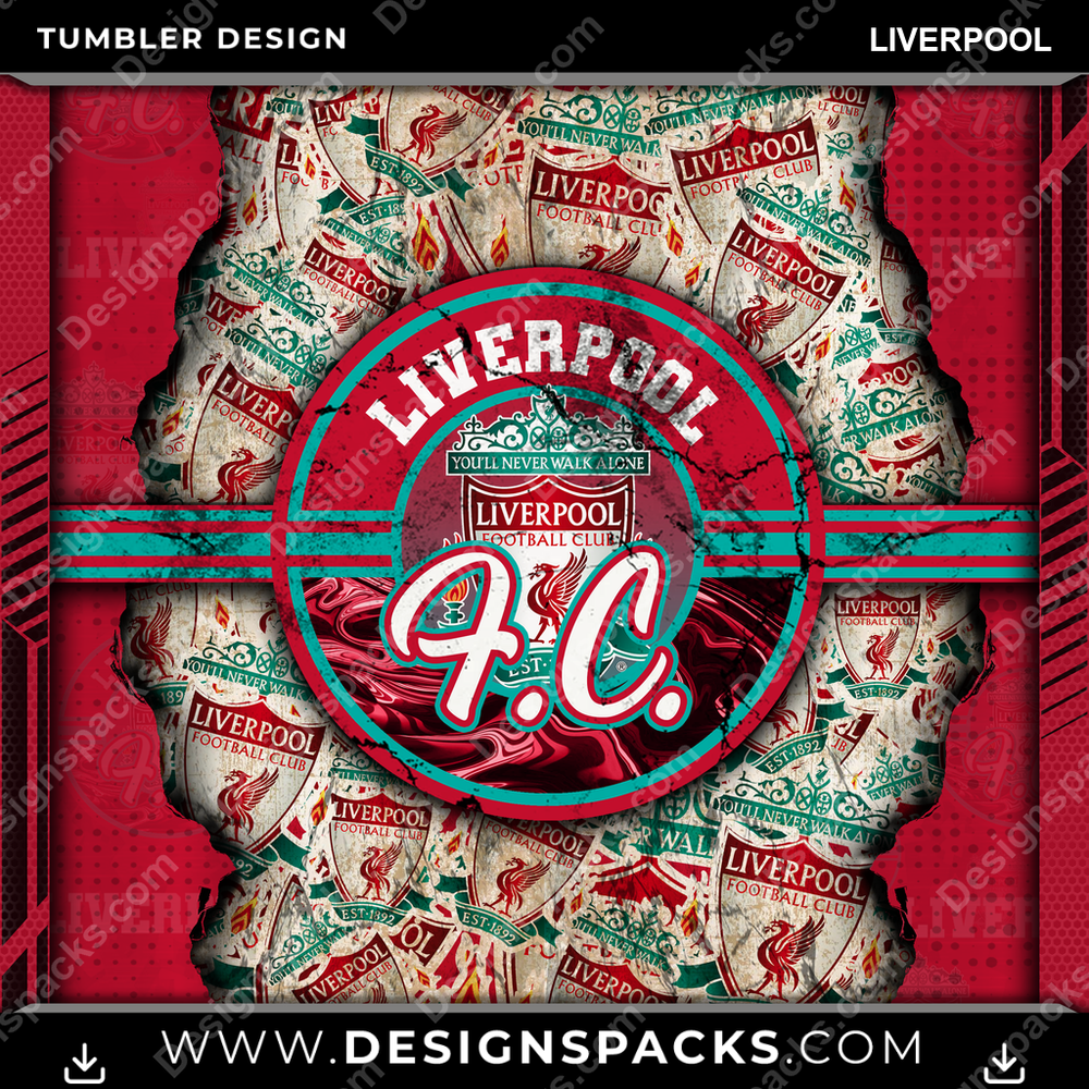 Soccer UK Ripped Liverpool Tumbler Digital Wrap Design