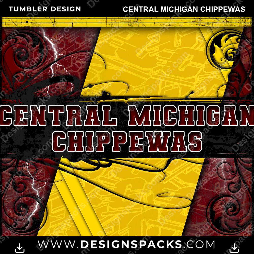 College Sport Elegant Central Michigan Chippewas NCAA College Sport Tumbler Digital Wrap Design Download