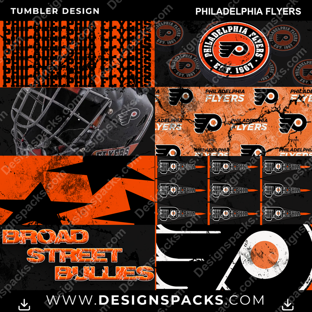 Hockey Distressed BG Philadelphia Flyers NHL Hockey Tumbler Digital Wrap Design Download
