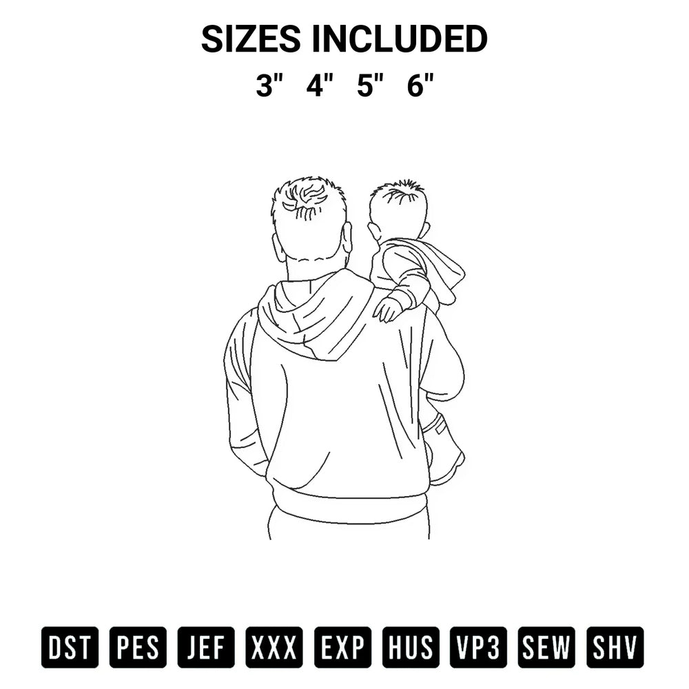 Stitch like a pro with the Dad And Son Line Art Embroidery Design embroidery pattern from Designspacks.com. High-quality digital machine embroidery file. Available sizes: 3", 4", 5", 6".