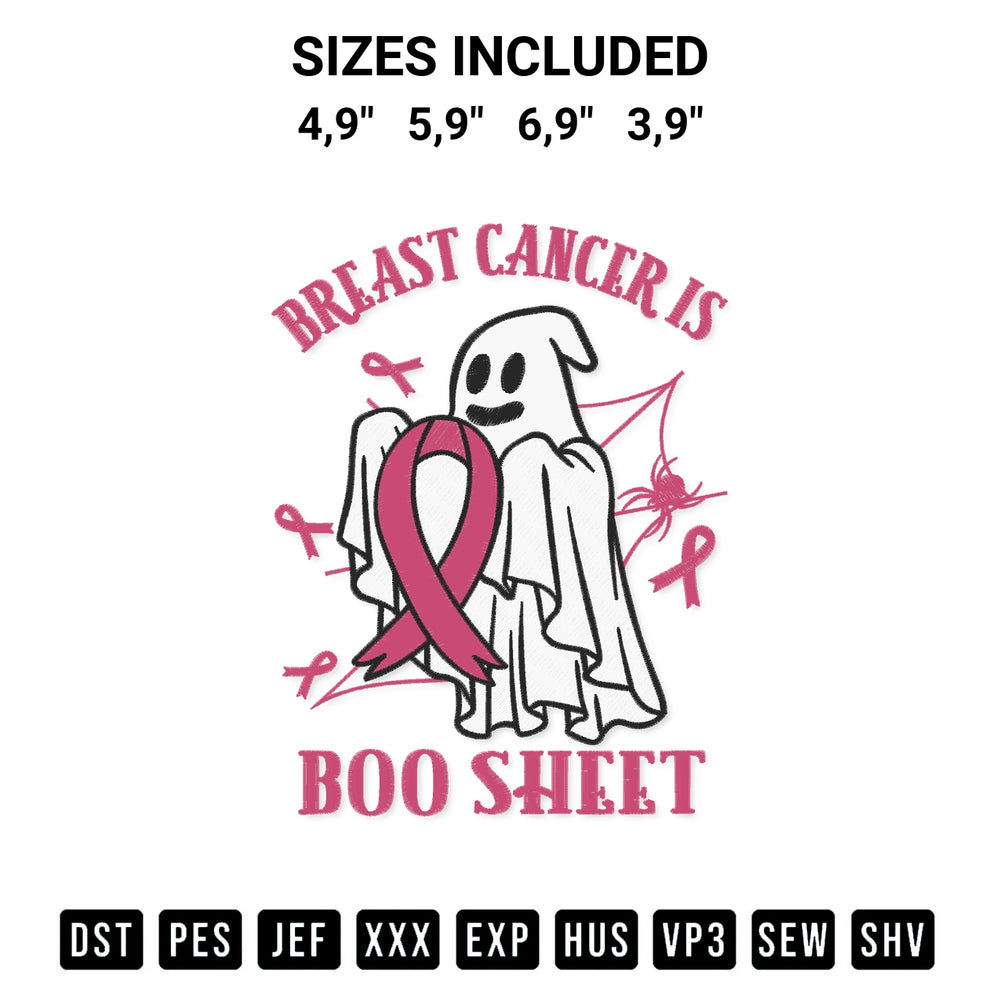 Looking for the perfect pattern? Download the Breast Cancer Is Boo Sheet Funny Ghost Halloween Women Logo Embroidery Design embroidery design today at Designspacks.com. Crisp, clean stitching guaranteed. Available sizes: 4,9", 5,9", 6,9", 3,9".