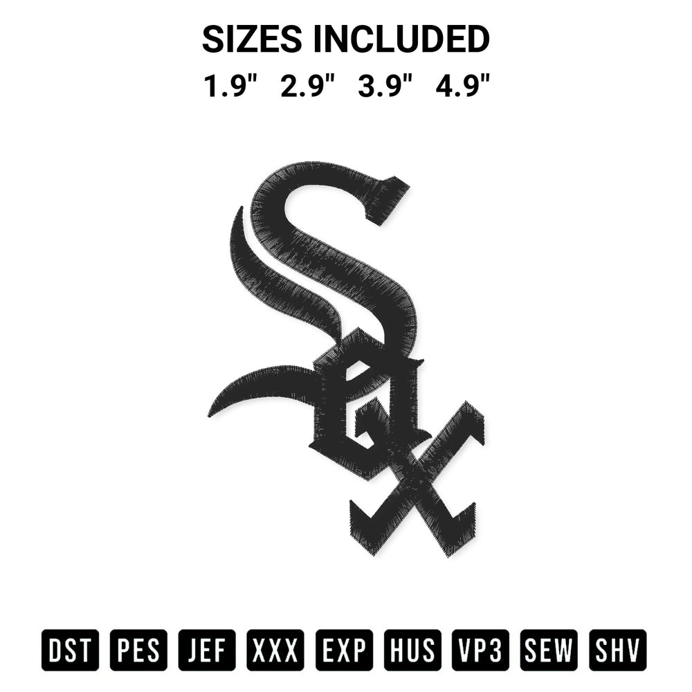 Transform your fabrics with the Chicago White Sox Embroidery Design embroidery design. Instant access to premium digitized patterns at Designspacks.com. Available sizes: 1.9", 2.9", 3.9", 4.9".