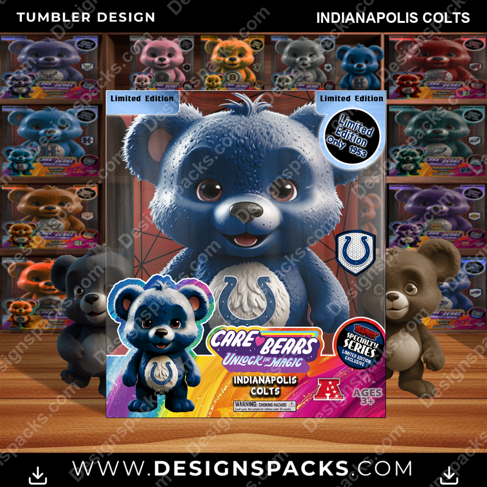 Football Care Bear Box Indianapolis Colts NFL Football Tumbler Digital Wrap Design Download