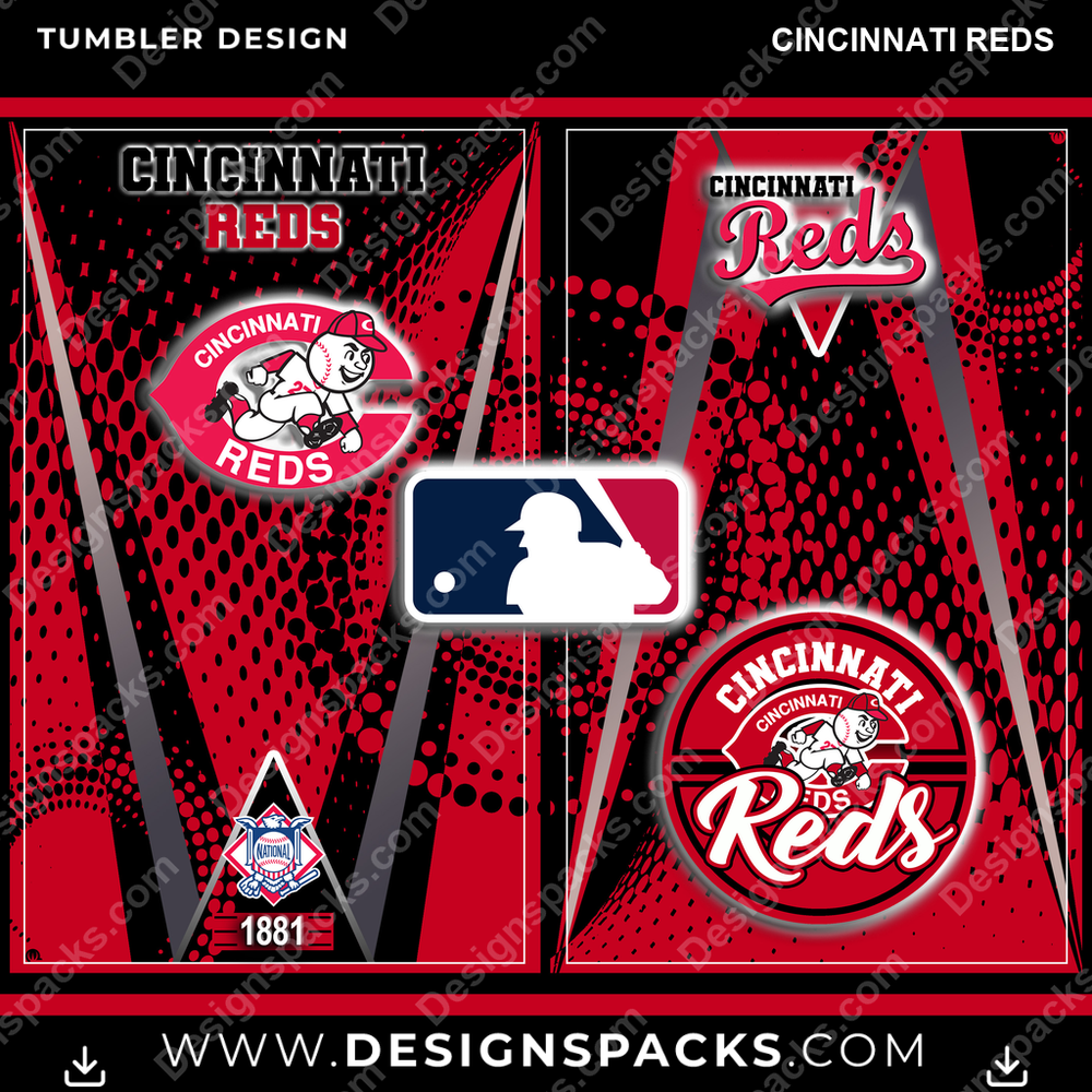 Baseball Team Logo Cincinnati Reds Tumbler Digital Wrap Design