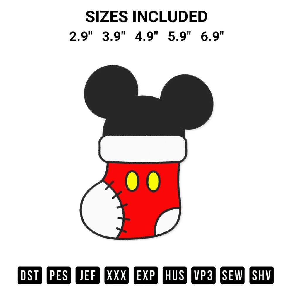 Create amazing crafts with the Mickey In Stocking Christmas Embroidery Design embroidery file. High-quality digital download from Designspacks.com, perfect for beginners and pros. Available sizes: 2.9", 3.9", 4.9", 5.9", 6.9".