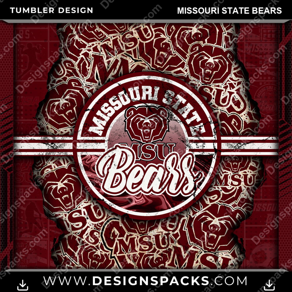 College Sport Ripped Missouri State Bears Tumbler Digital Wrap Design