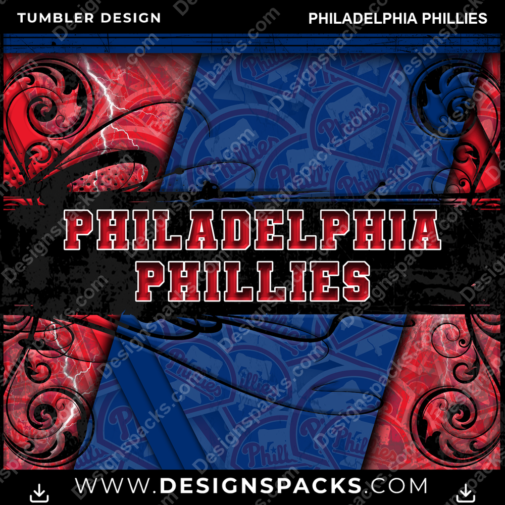 Baseball Elegant Philadelphia Phillies Tumbler Digital Wrap Design