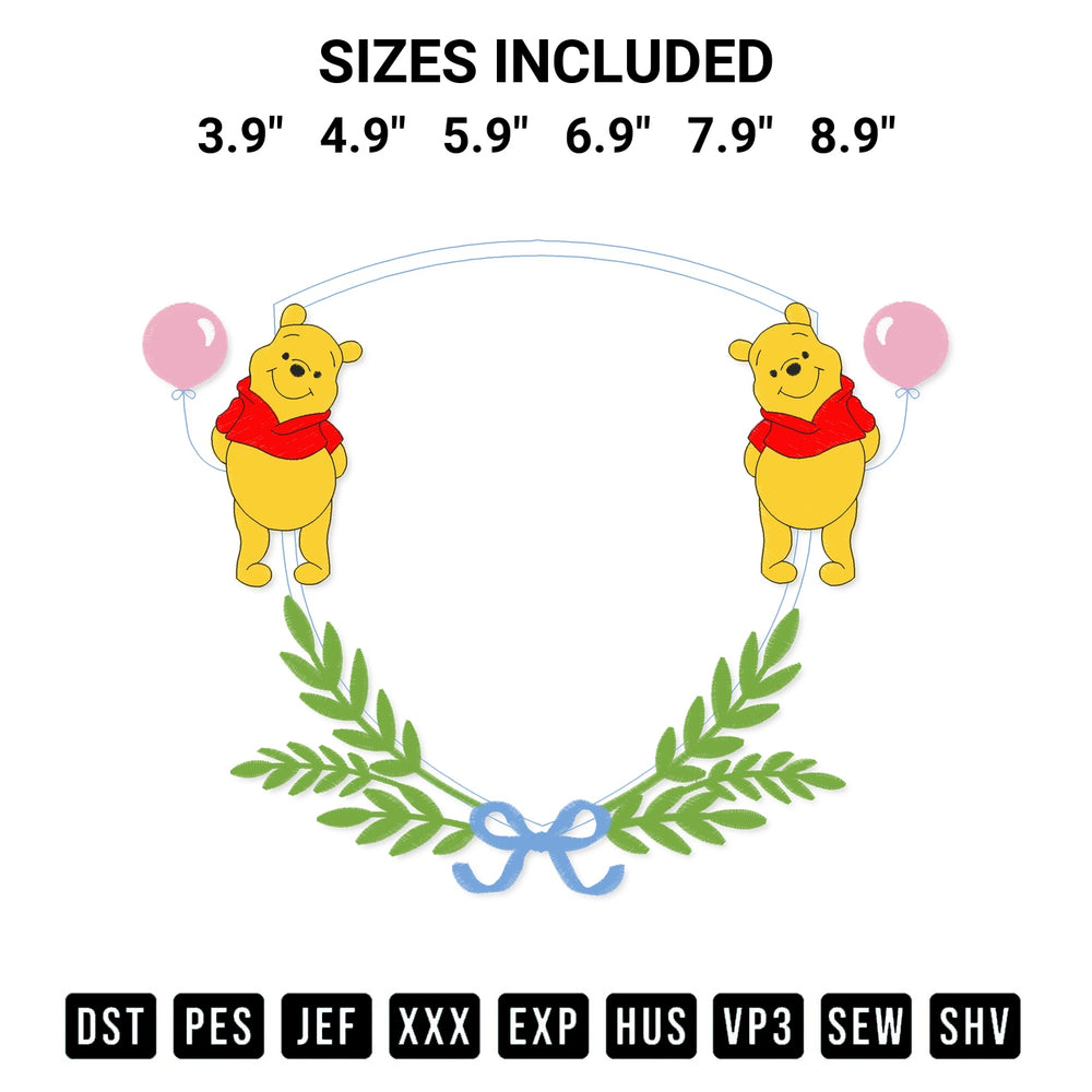 Looking for the perfect pattern? Download the Banner Frame Bear Pooh Embroidery Design embroidery design today at Designspacks.com. Crisp, clean stitching guaranteed. Available sizes: 3.9", 4.9", 5.9", 6.9", 7.9", 8.9".