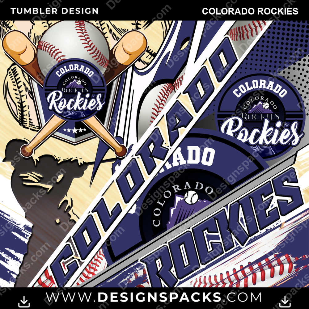 Baseball Silhouette Colorado Rockies Tumbler Digital Wrap Design