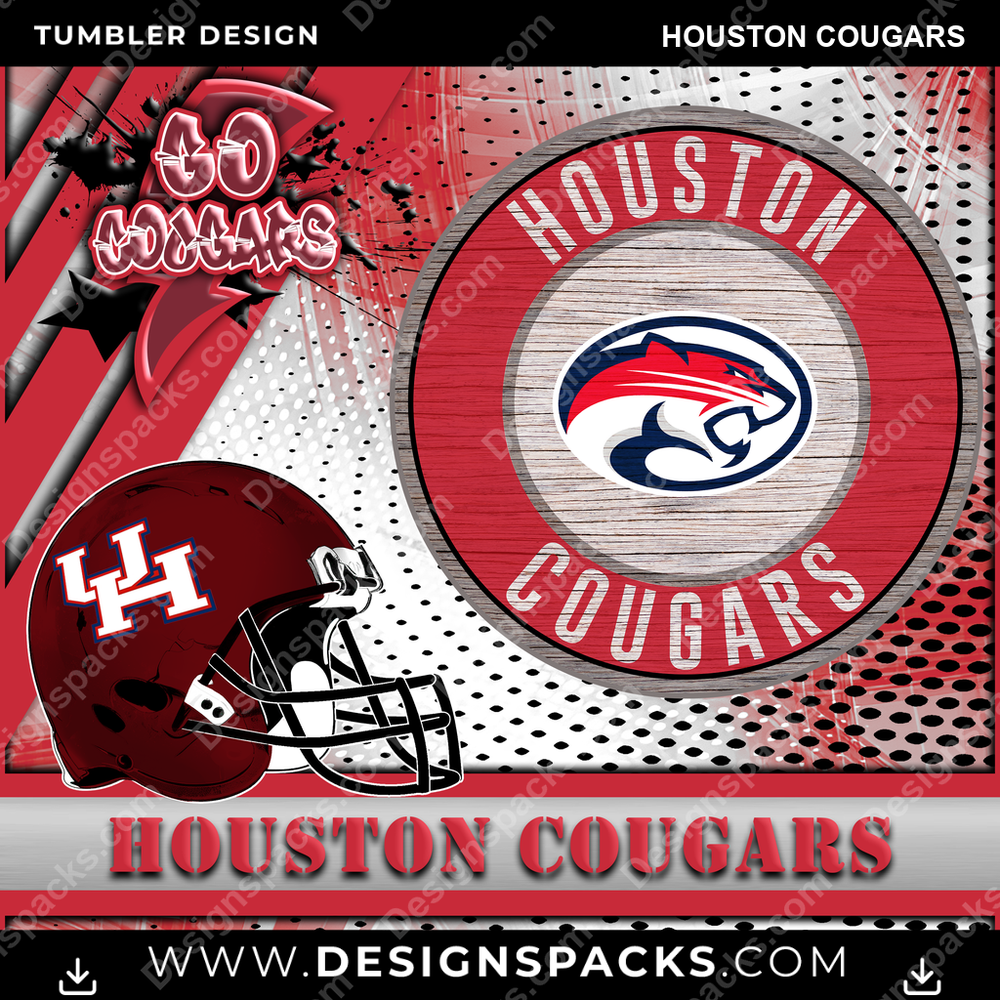 College Sport Go Team 2 Houston Cougars Tumbler Digital Wrap Design