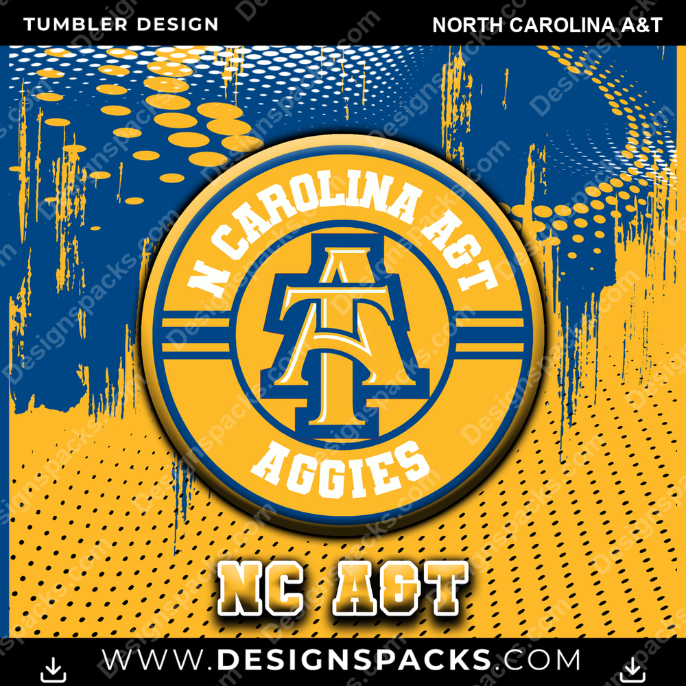 College Sport Dot Logo North Carolina A&T NCAA College Sport Tumbler Digital Wrap Design Download