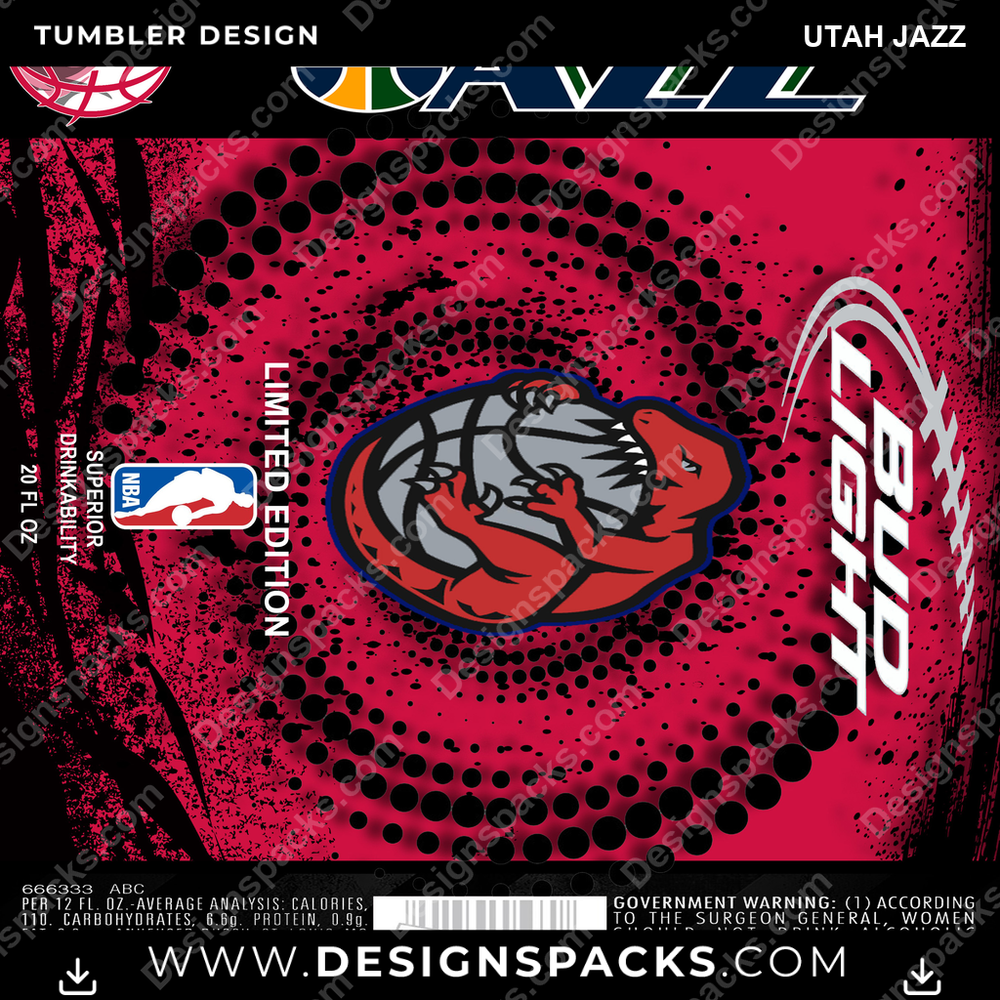 Basketball Bud Utah Jazz Tumbler Digital Wrap Design