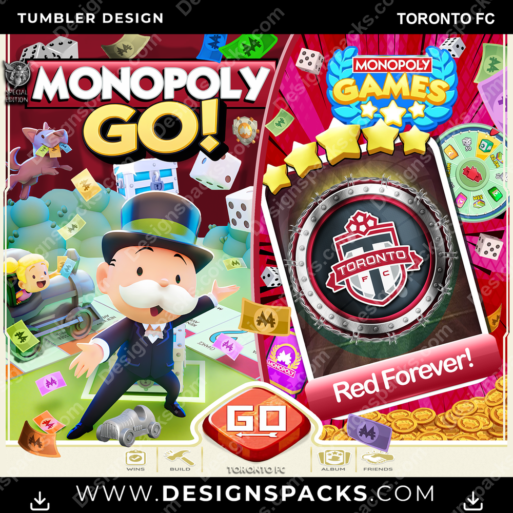 US Soccer Monopoly Go! Toronto FC MLS Tumbler Digital Wrap Design Download