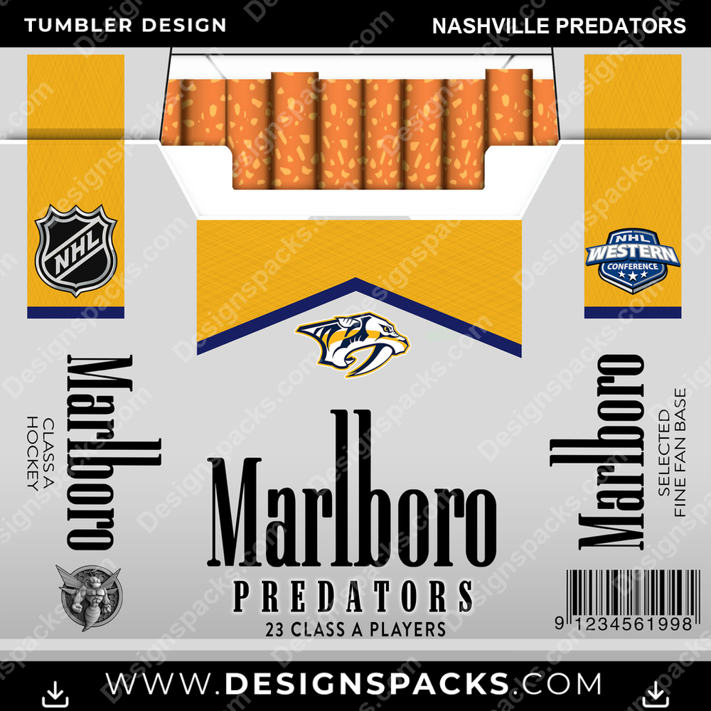 Ice Hockey Marlboro Nashville Predators NHL Hockey Tumbler Digital Wrap Design Download