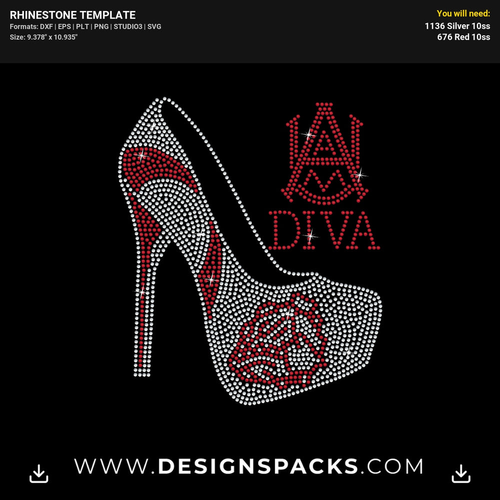 AAMU Bulldogs High Heel Shoe Rhinestone Digital Template