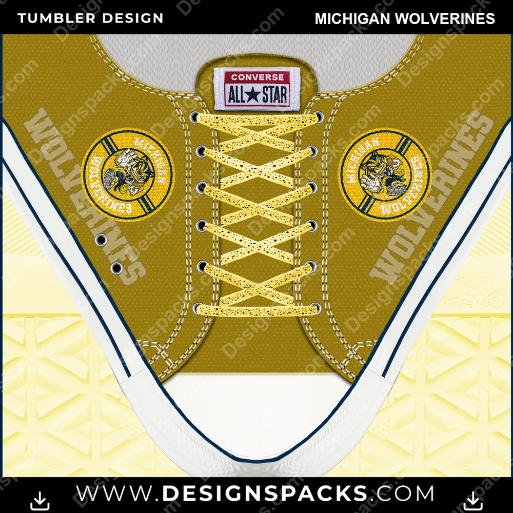 College Sport Converse Michigan Wolverines Tumbler Digital Wrap Design