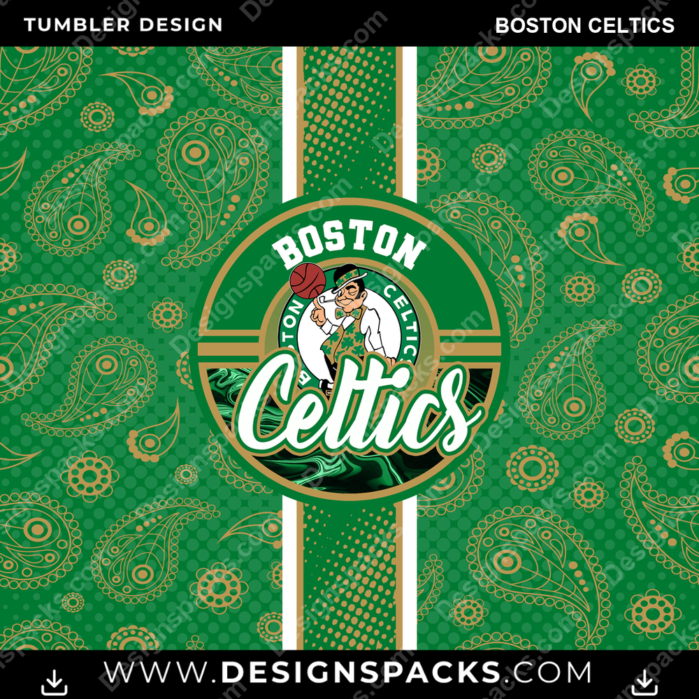 Basketball Handkerchief Boston Celtics Tumbler Digital Wrap Design