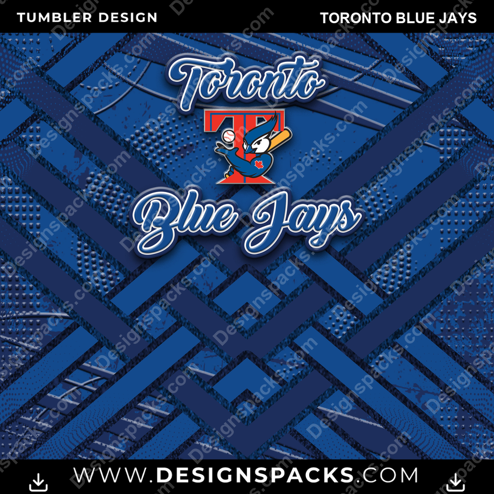 Baseball Glitter Stripe Toronto Blue Jays Tumbler Digital Wrap Design