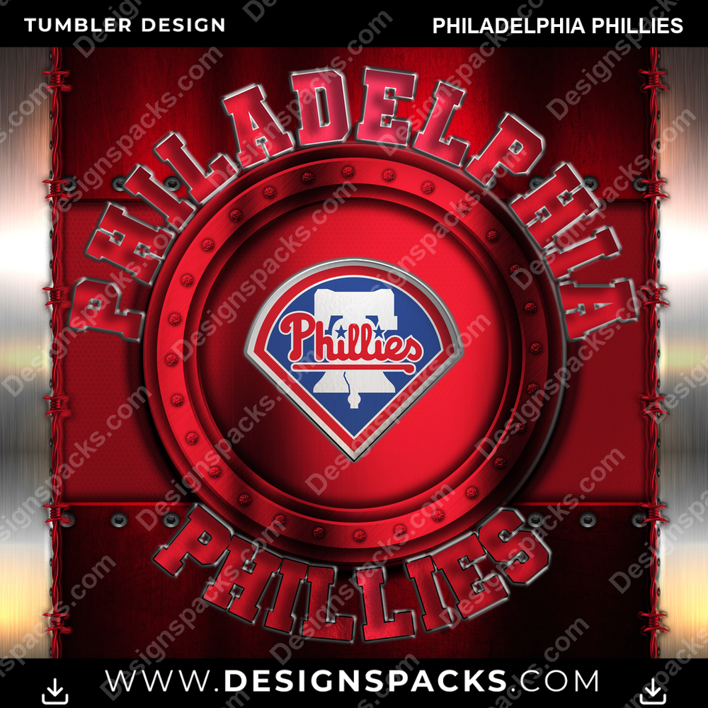 Baseball Metal Philadelphia Phillies Tumbler Digital Wrap Design