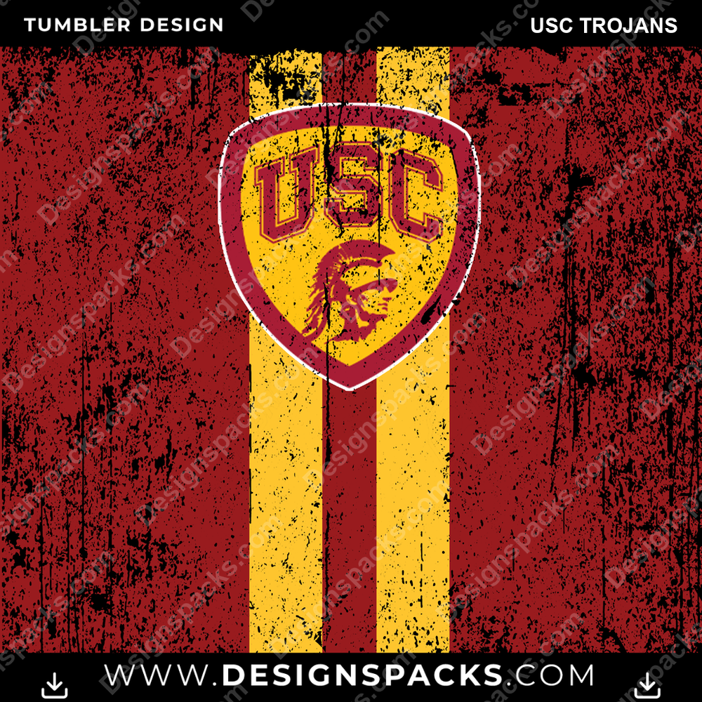 College Sport Grunge Style USC Trojans NCAA College Sport Tumbler Digital Wrap Design Download