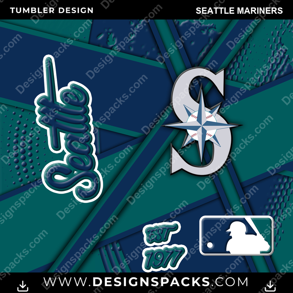 Baseball Team Sport Seattle Mariners Tumbler Digital Wrap Design