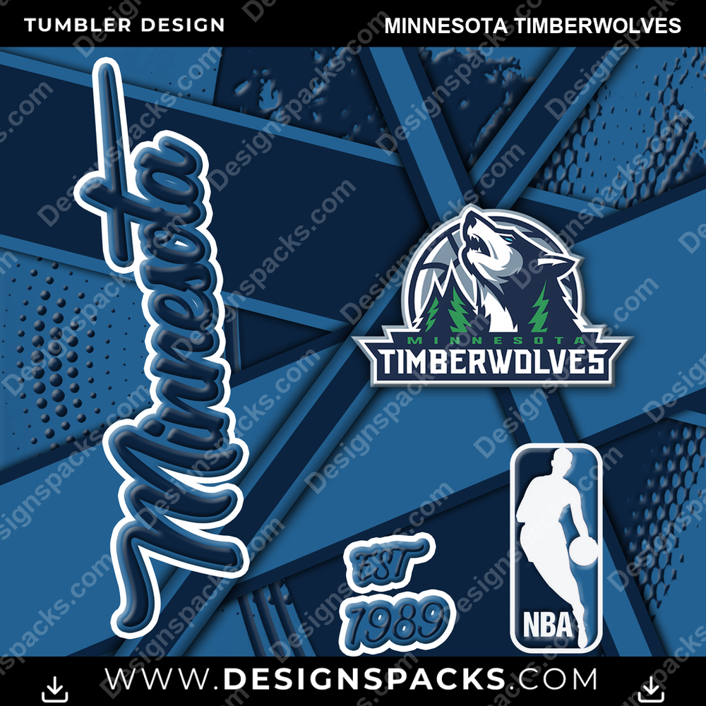 Basketball Team Sport Minnesota Timberwolves Tumbler Digital Wrap Design
