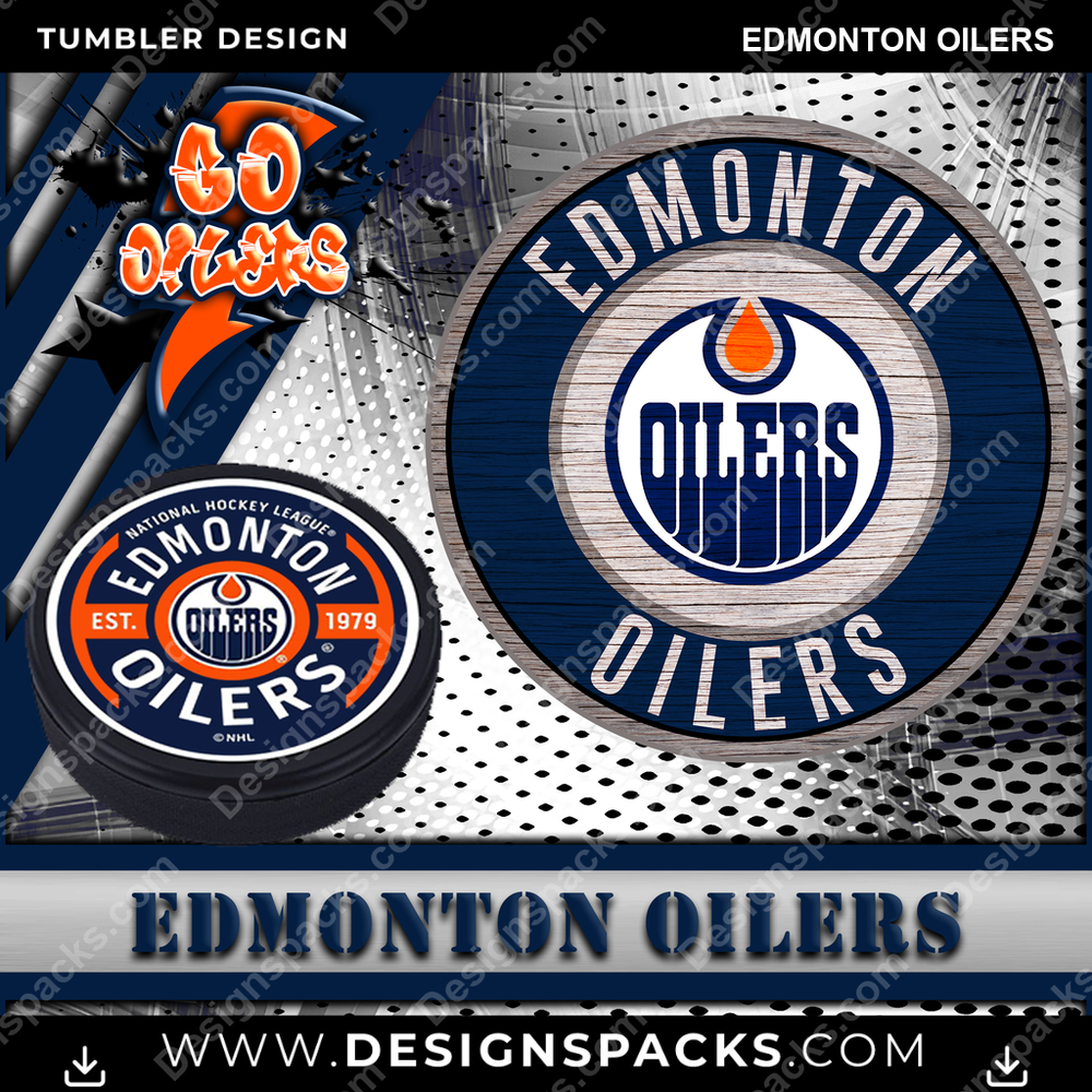 Hockey Go Team Edmonton Oilers NHL Hockey Tumbler Digital Wrap Design Download