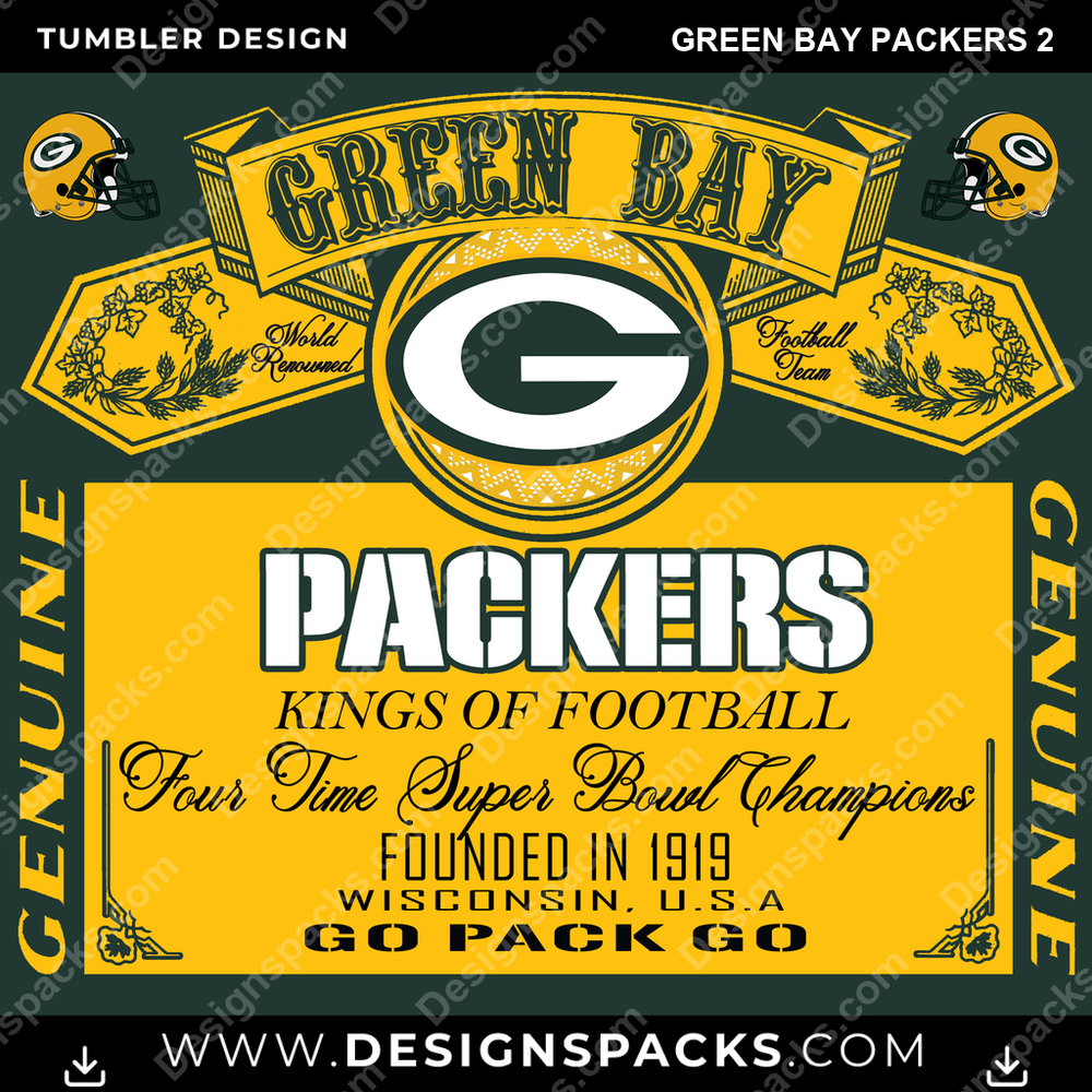 Football Bud Green Bay Packers 2 NFL Football Tumbler Digital Wrap Design Download