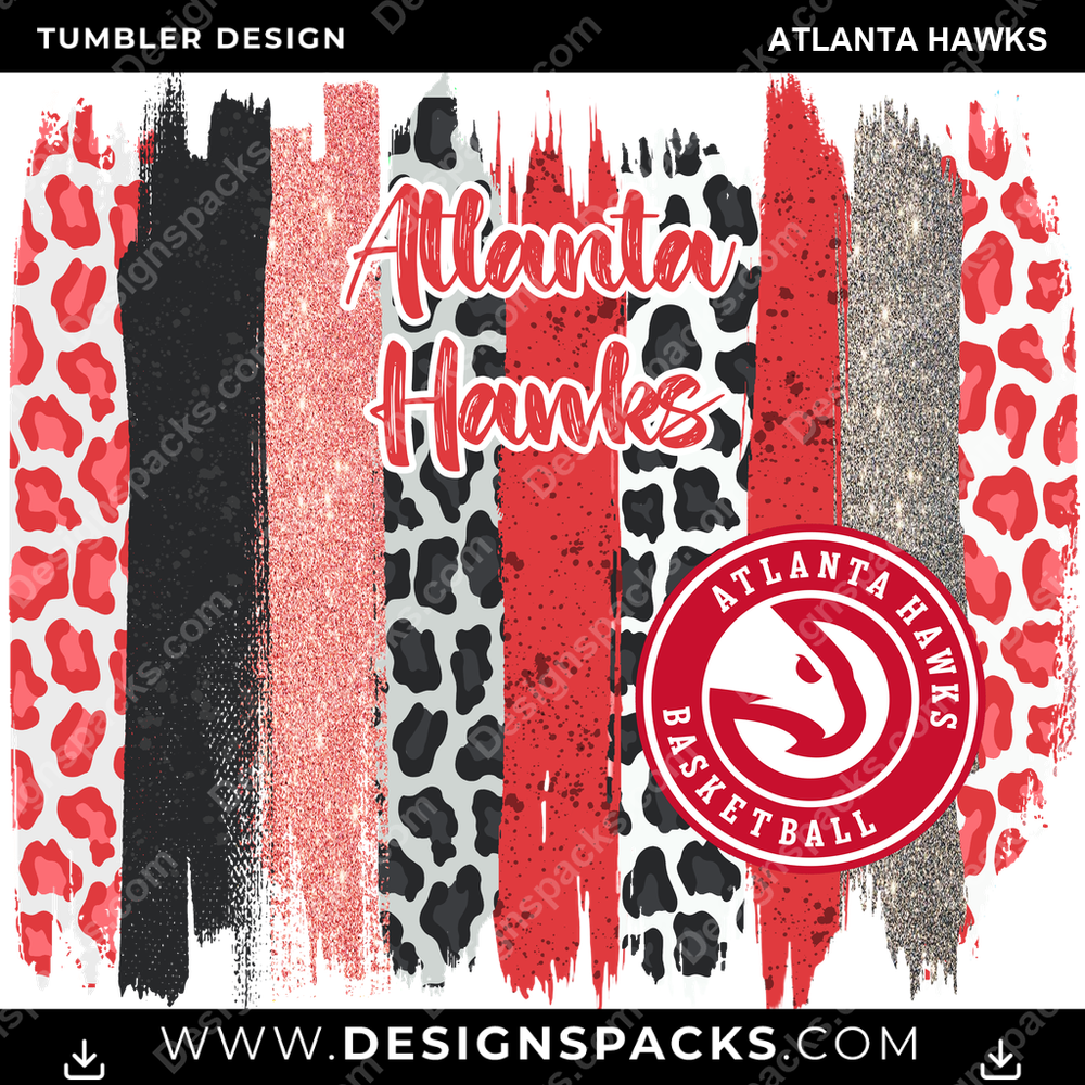 Basketball Brush Strokes Atlanta Hawks NBA Basketball Tumbler Digital Wrap Design Download