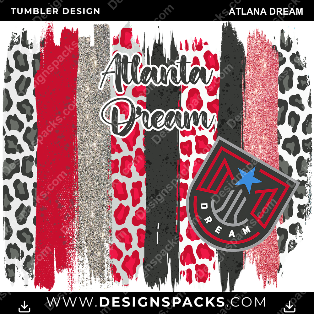 Basketball Brush Strokes Atlana Dream Tumbler Digital Wrap Design