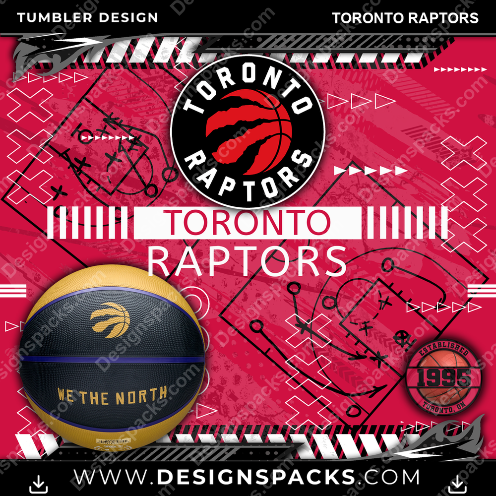 Basketball Xs & Os Toronto Raptors Tumbler Digital Wrap Design